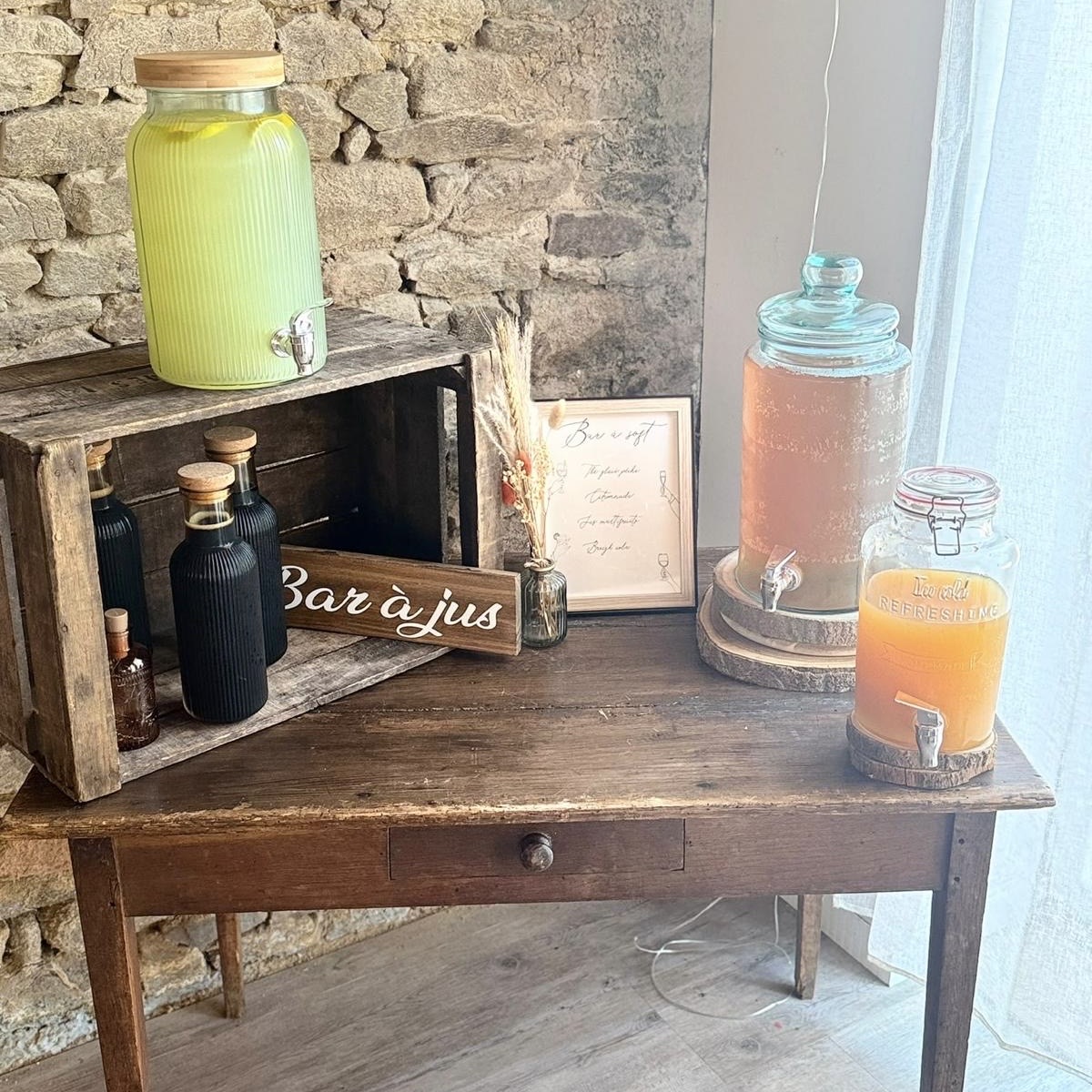 Table en Bois GM Bonbonne Jus et Limonade 6L
