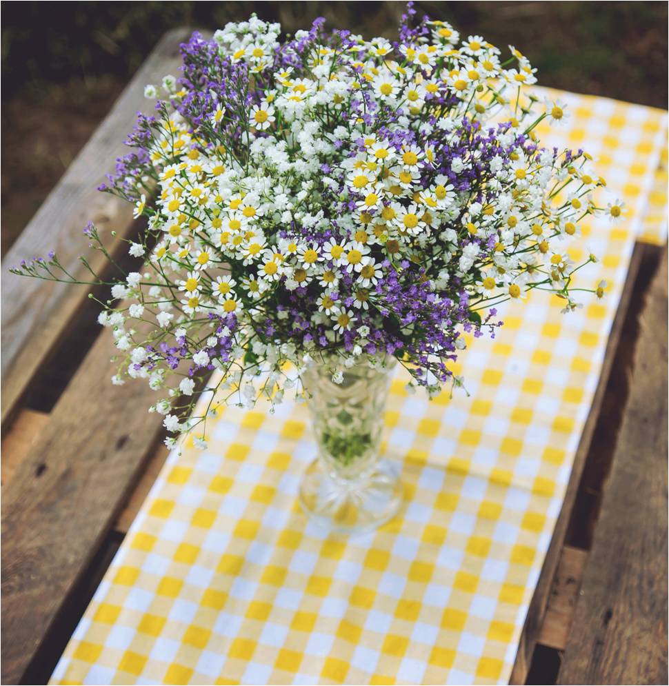 Chemin de table vichy jaune