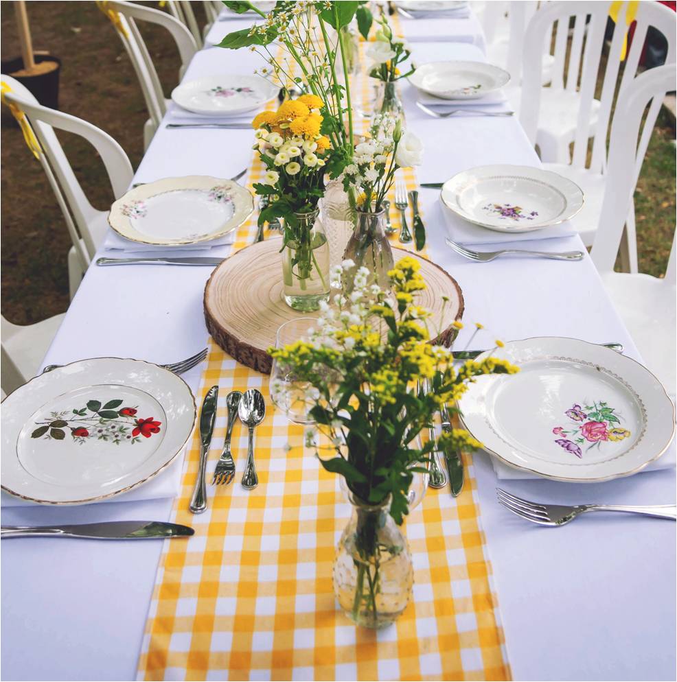 Serviettes de table en intissé Vichy Jaune