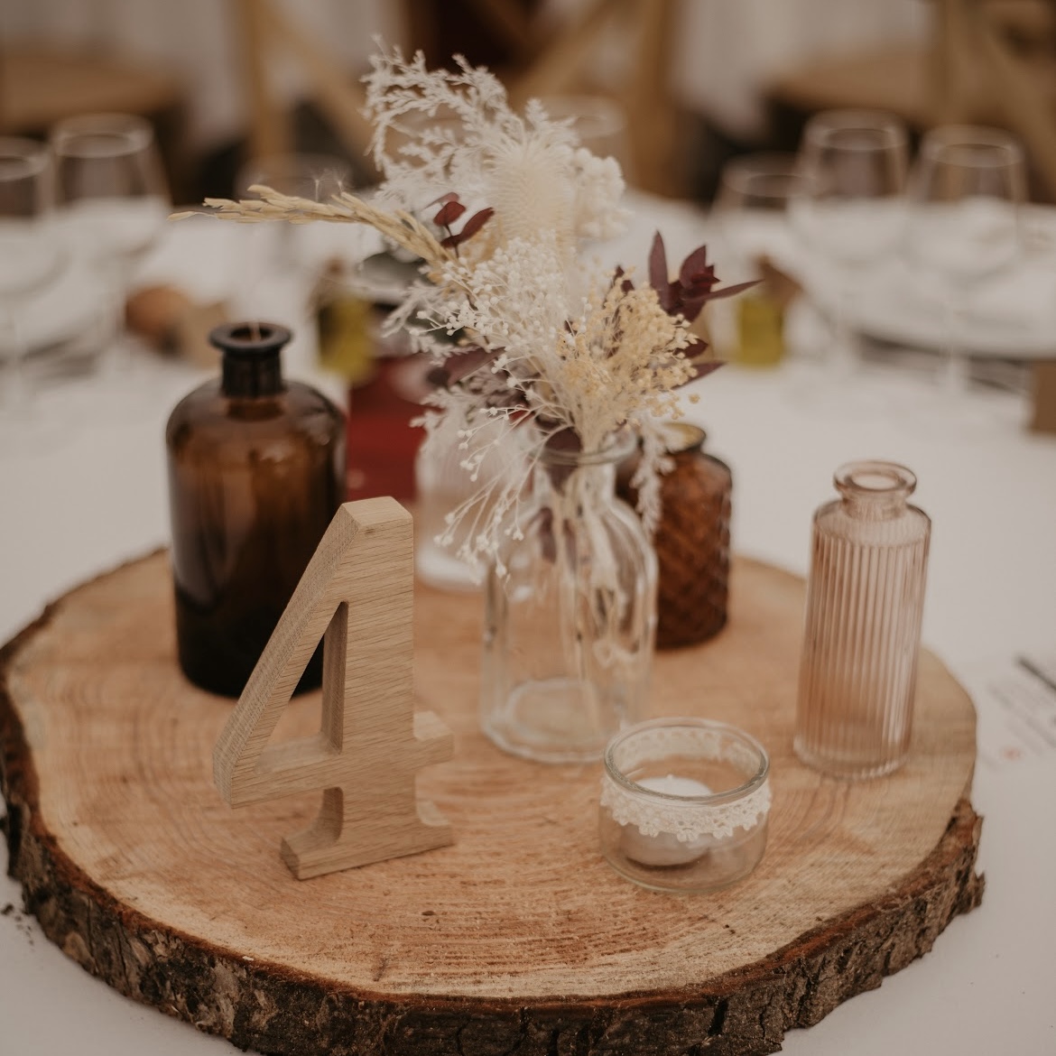 Numéro en Bois Clair Grand Rondin De Bois Soliflore Rosé Clair