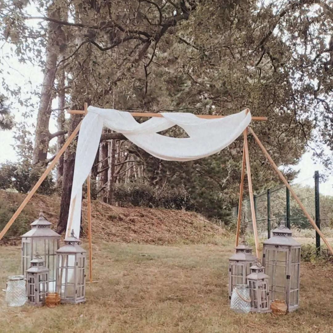 Arche en Bois Seule Drapé Blanc pour Arche