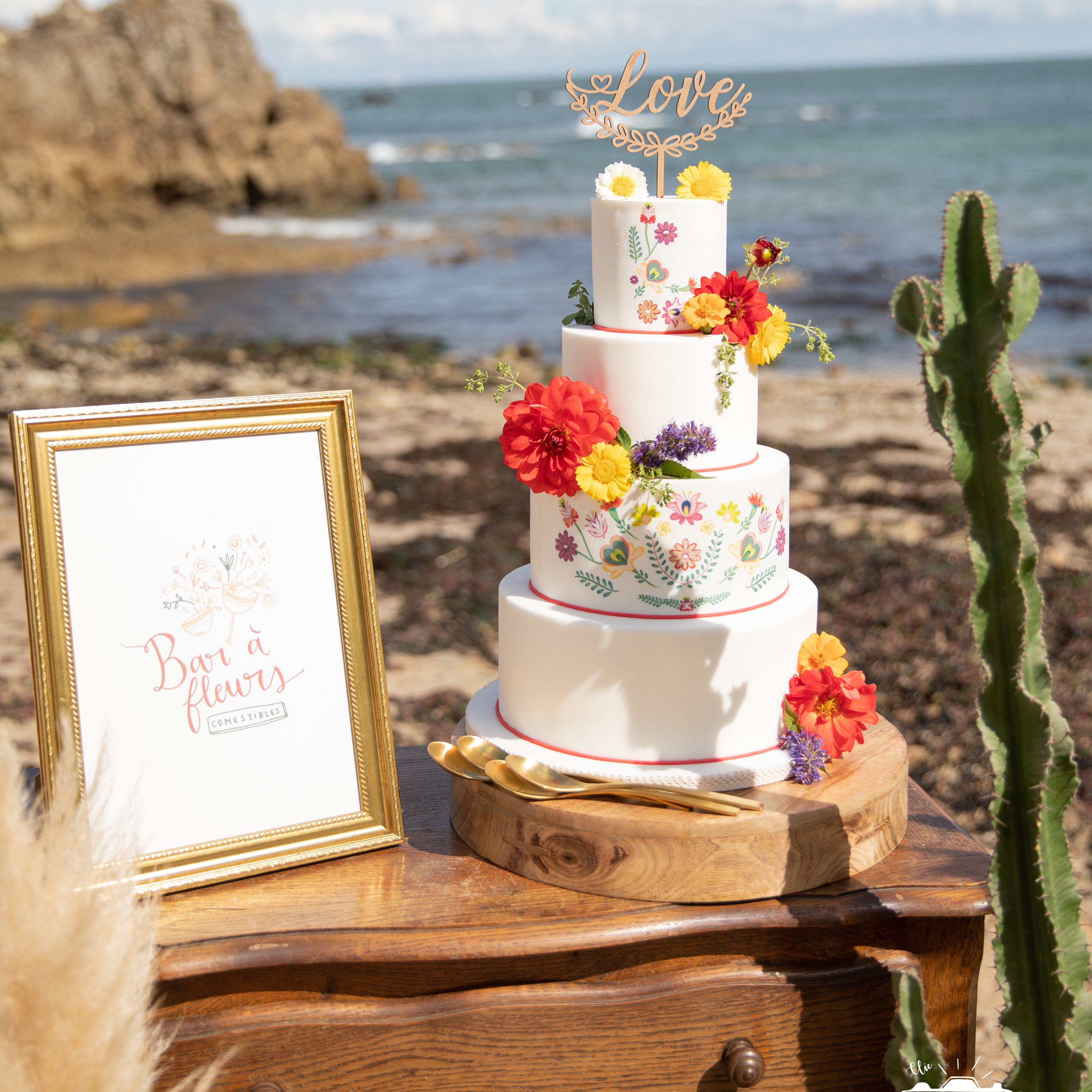 folk coloré Cake Topper Love