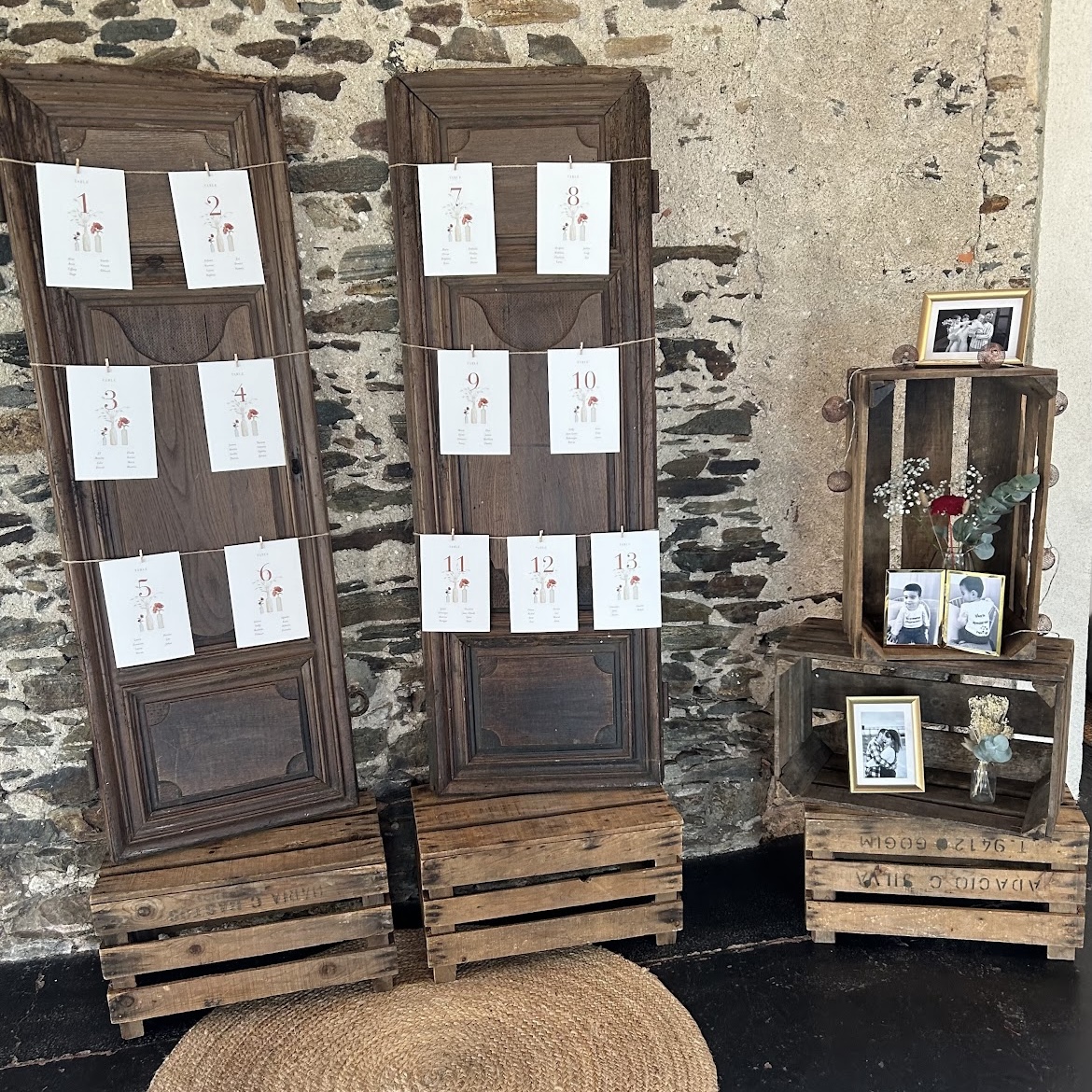 Caisse en Bois GM Tapis Rond Ajouré 100cm Porte Bois