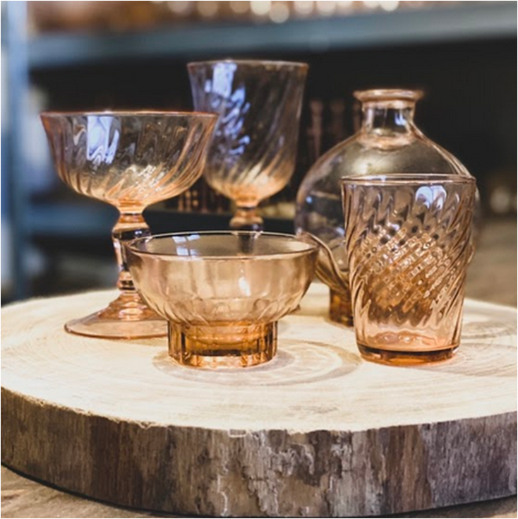 Vase Rosé Boule PM Coupelle Sur Pied Rosée PM Verre Rosé Coupelle Rosée Verre Rosé GM