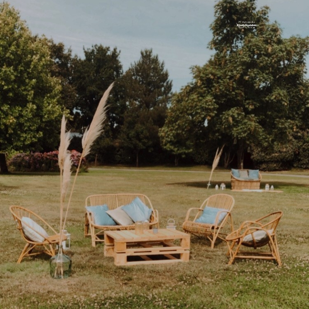 Ensemble Canapé en Rotin et Fauteuils