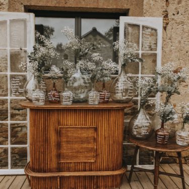 Ensemble Plan de Table avec Porte Bois Vitrée Porte Bois Vitrée