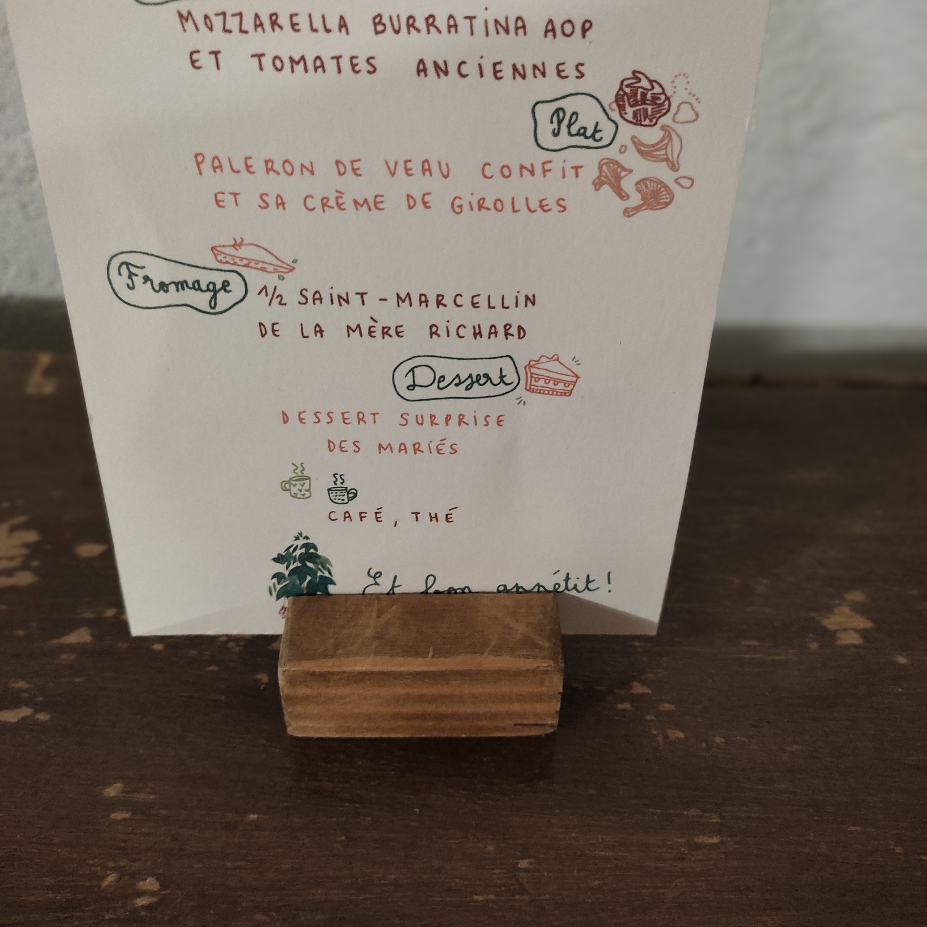 Bloc Bois Menu Foncé PM