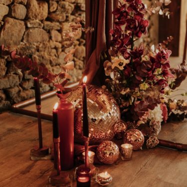 Photophore Rosé Gold Chandelier Cuivré Boule à Facettes PM Photophore rosé rond Boule à Facette MM Boule a Facettes GM