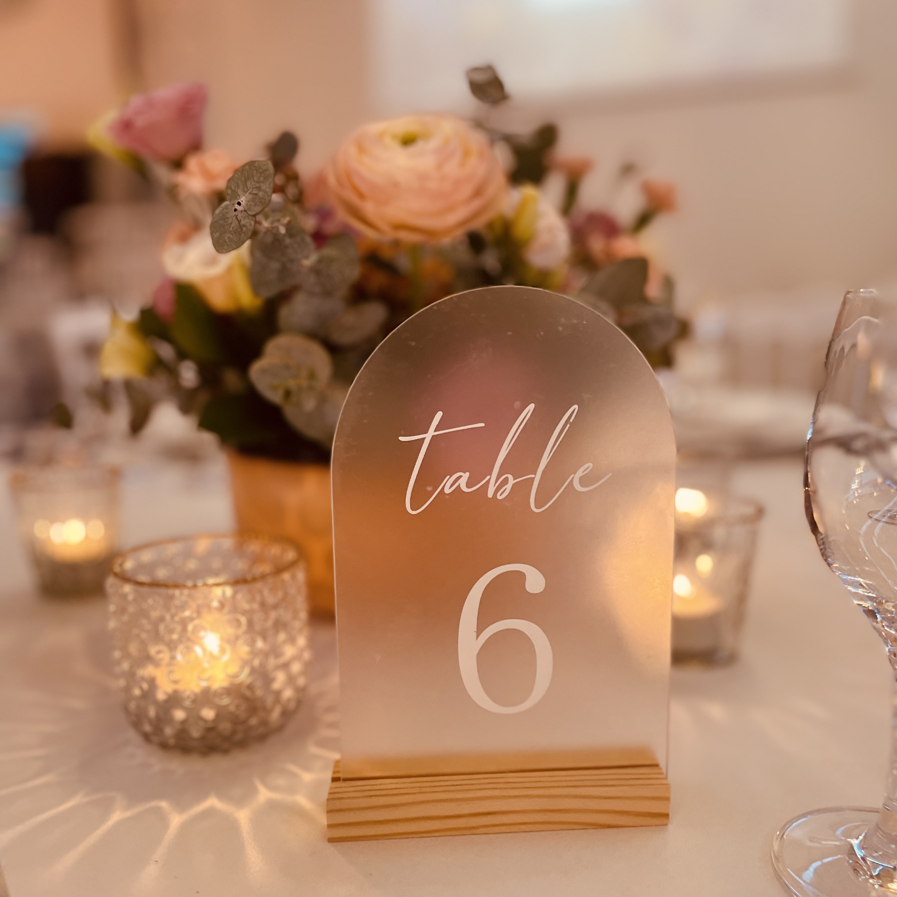 Numéro de Table en acrylique givré plexiglas