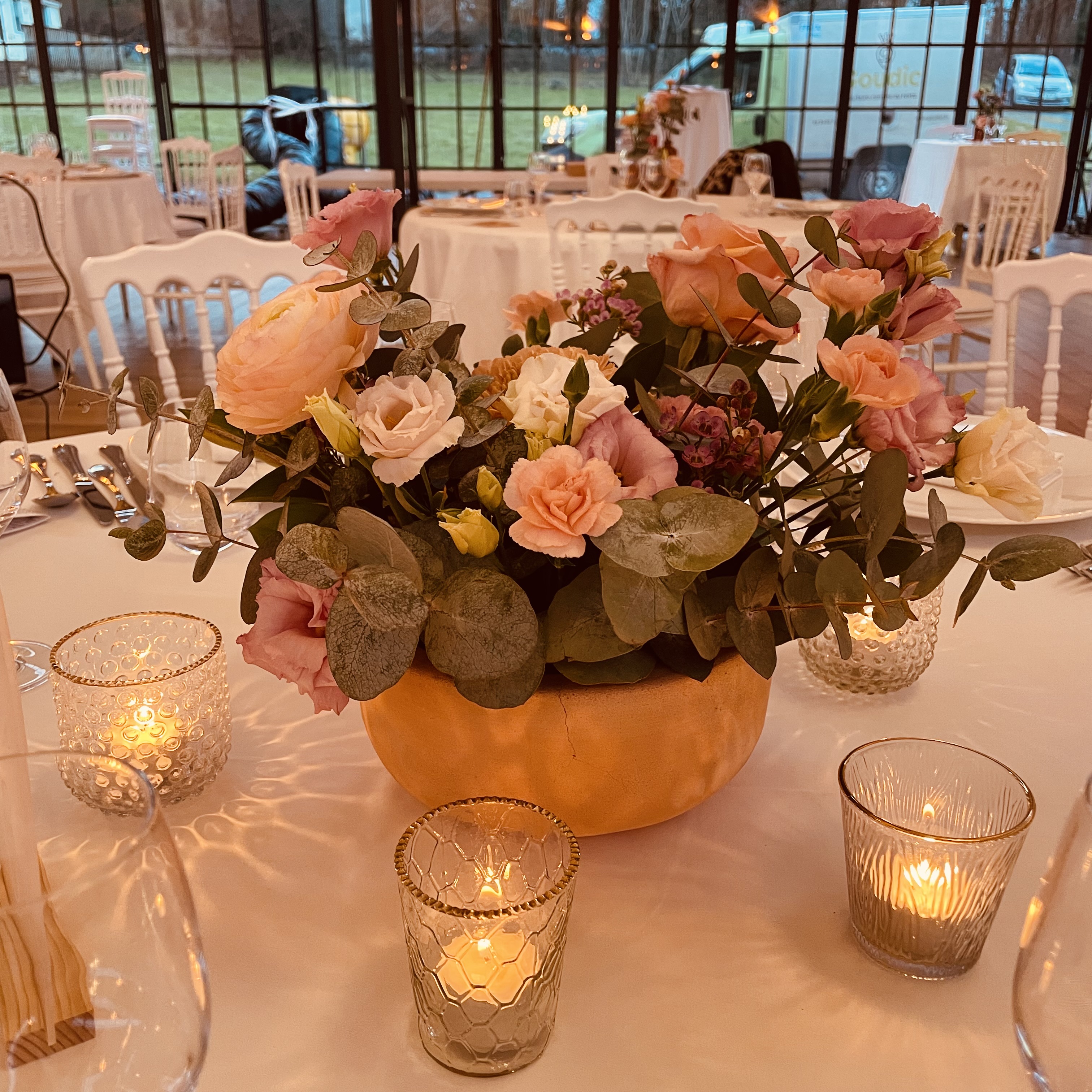 Photophore Liseré Doré Coupe Terre Cuite Brute