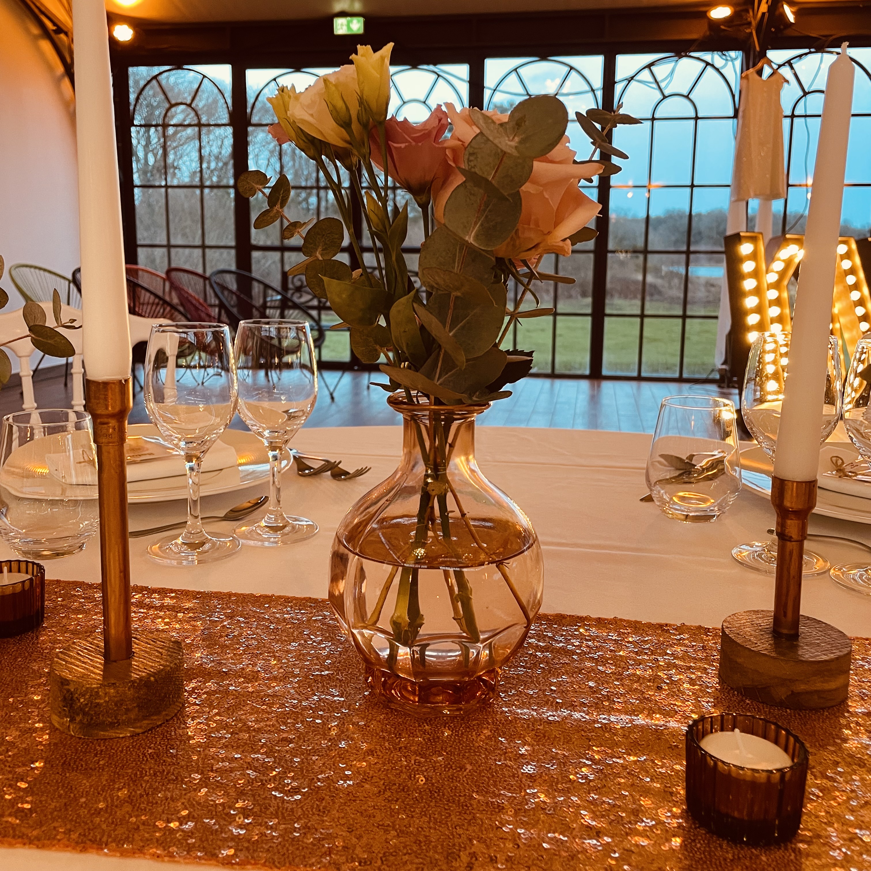 Vase Rosé Boule GM Chandelier Cuivré