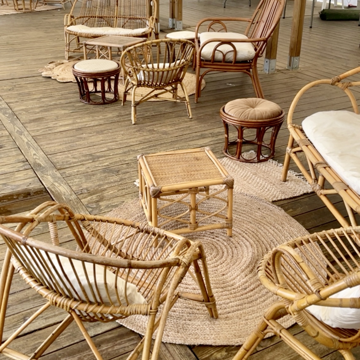 Tables Gigognes x3 Tapis Rond Jute 135cm